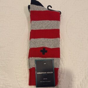 Jonathan Adler Men's Bold Red and Gray Striped Socks